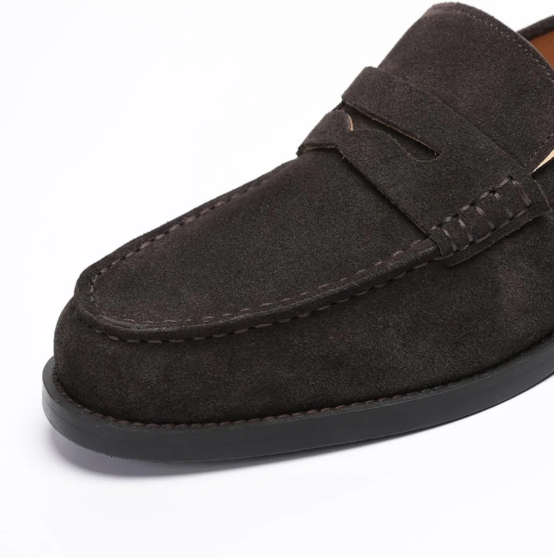 Лоферы кожаные Penny Loafers Simple Minimalist, коричневый (замша) FIAVOM — фото 3