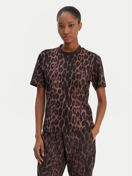 

Футболка regular fit Seasonal Essentials Leopard Print JZ0200 Adidas, коричневый