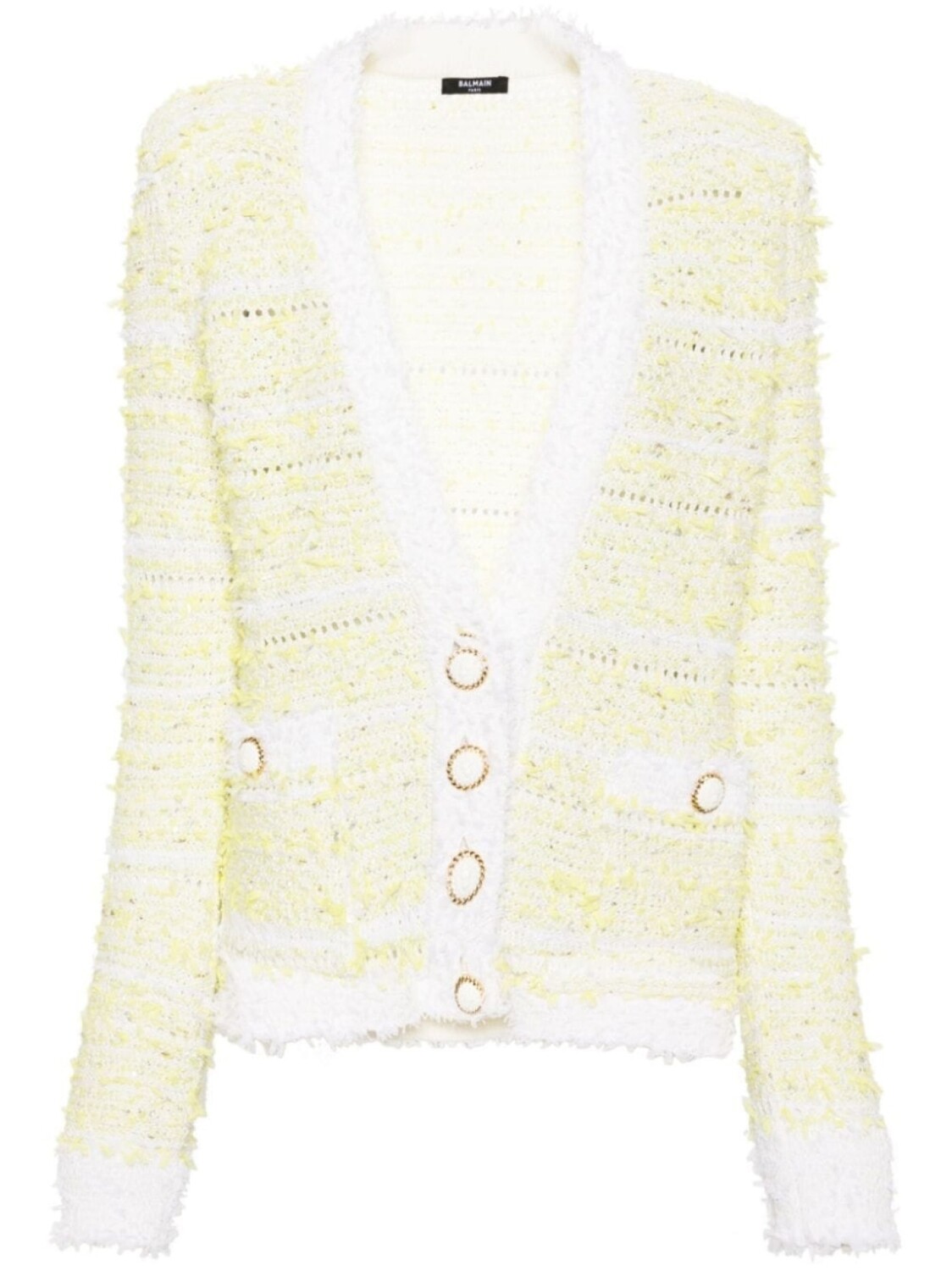 

Balmain кардиган в рубчик с бахромой, белый
