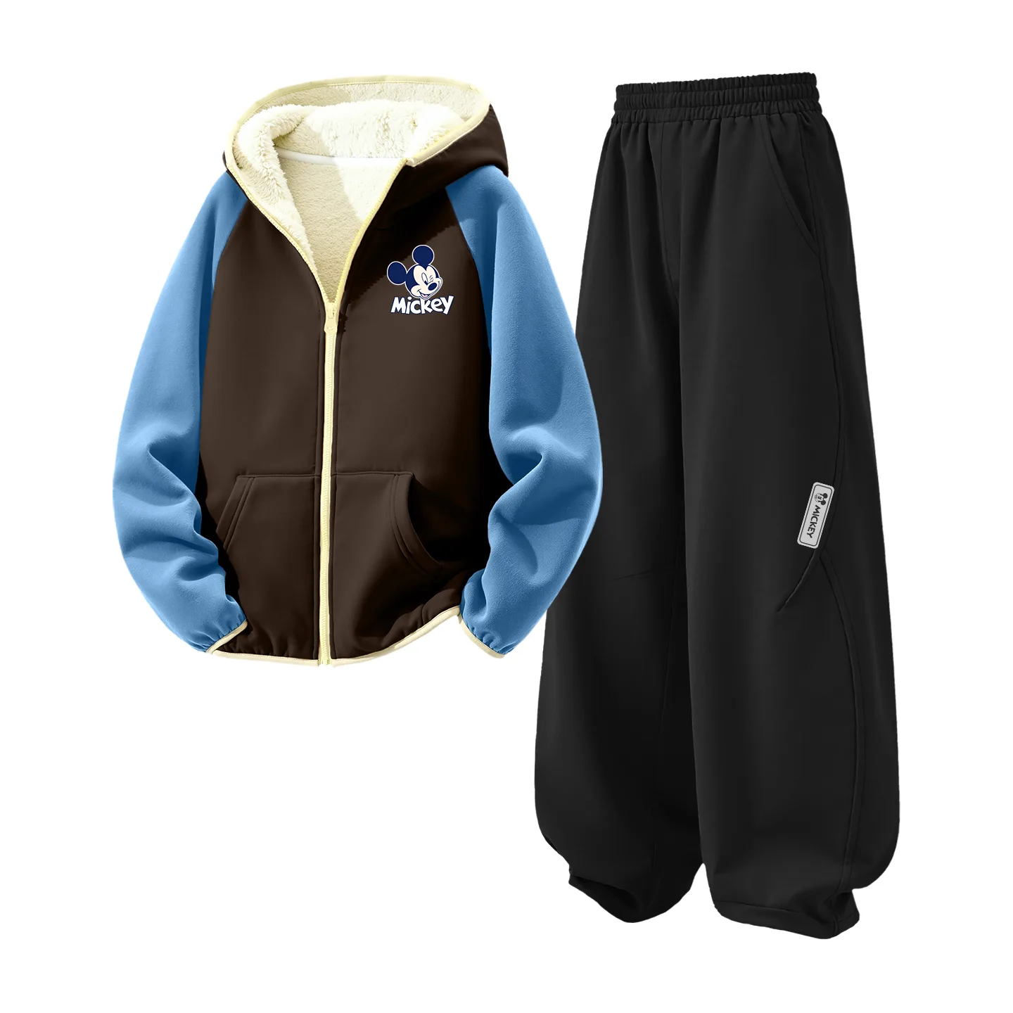Детская повседневная худи на флисе Disney, [Thickened and Fleece-Lined]Dian Dazzle K Blue Coffee+Dian H Square Hook-and-Loop K Black