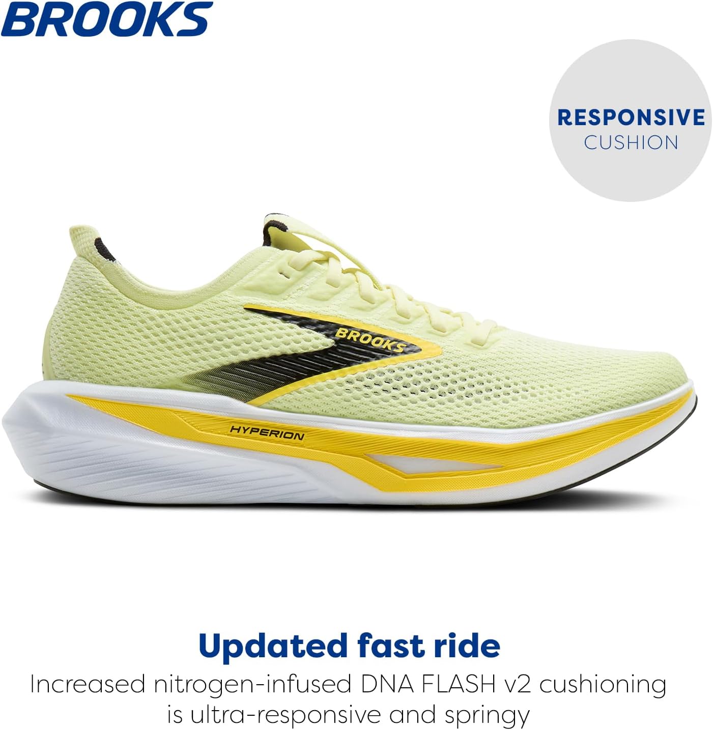 Мужские кроссовки для бега Brooks Hyperion 3 Neutral, черный/желтый — фото 2