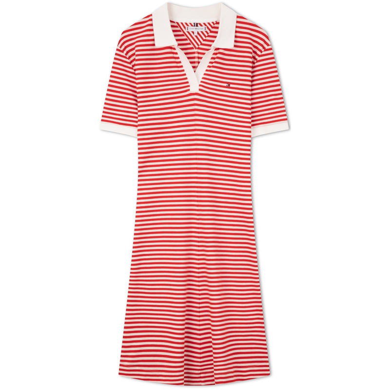 Платье с вышитым логотипом Tommy Hilfiger, красно-белая полоска — фото 2