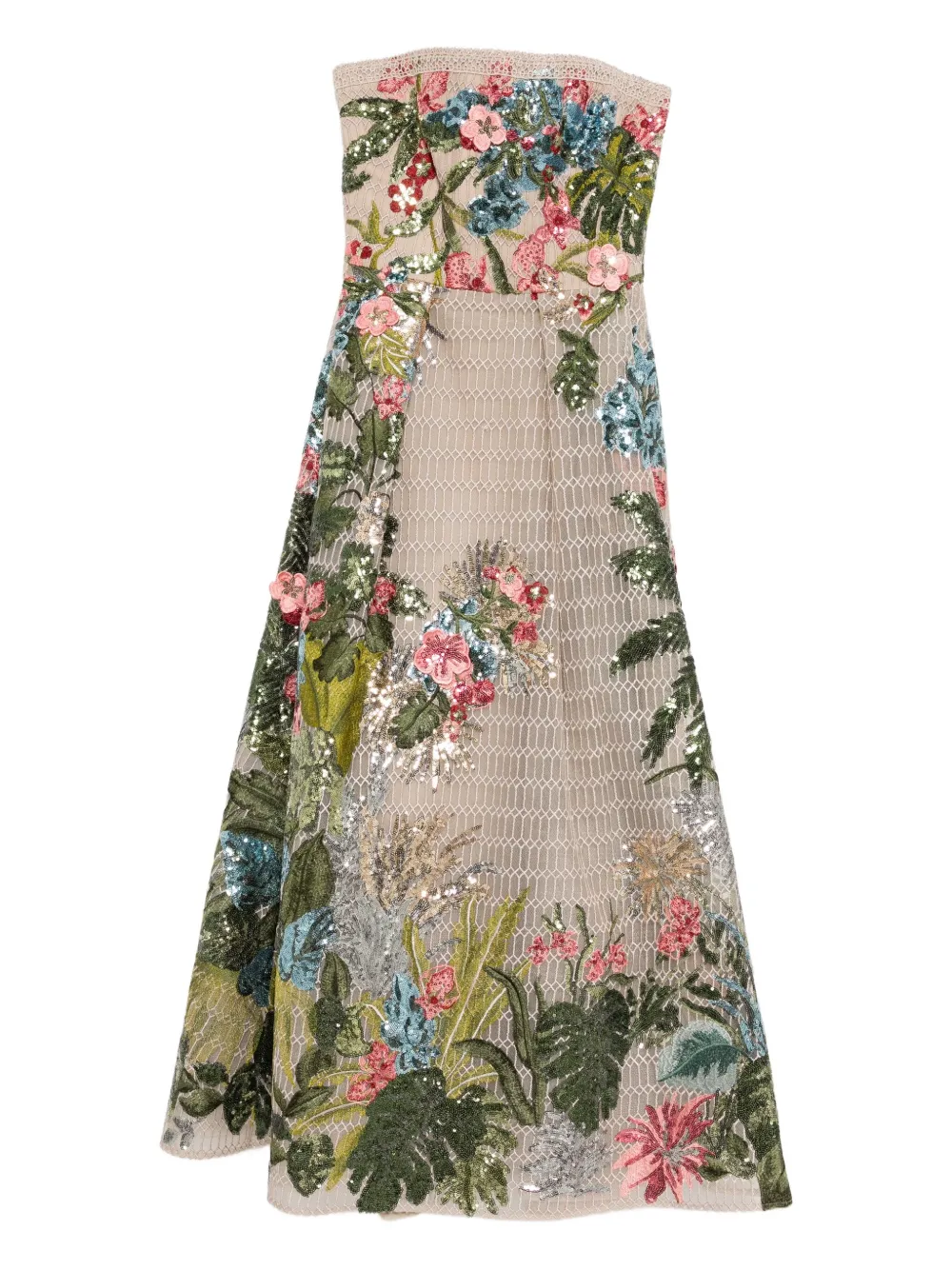 

Платье миди из вышитого тюля Elie Saab, нейтральный