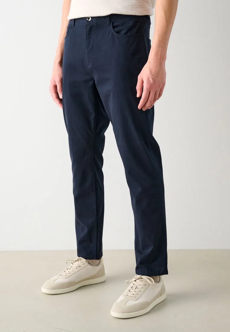 Брюки, мягкие на ощупь, 5 карманов, Slim Fit Next, темно-синий