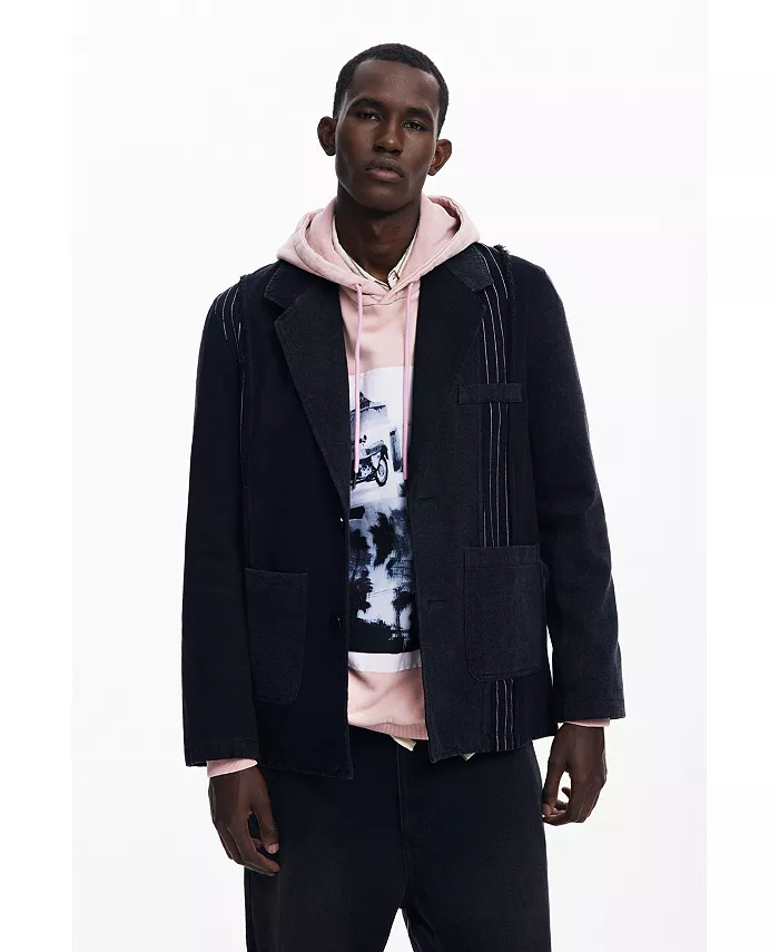

Мужской пиджак в стиле пэчворк Desigual, черный