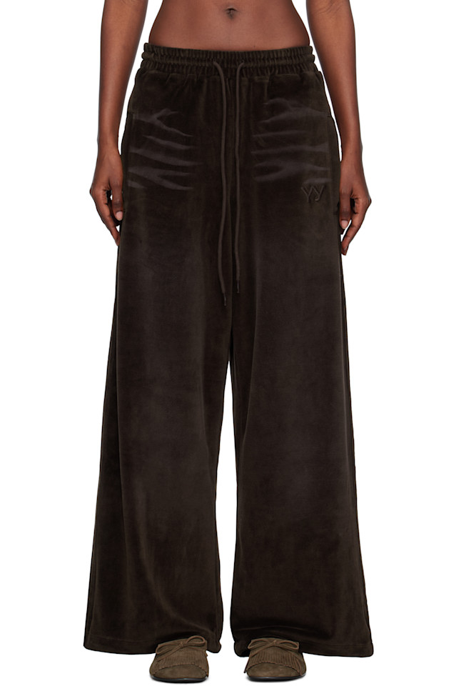 

Велюровые широкие домашние брюки Open Yy, коричневый