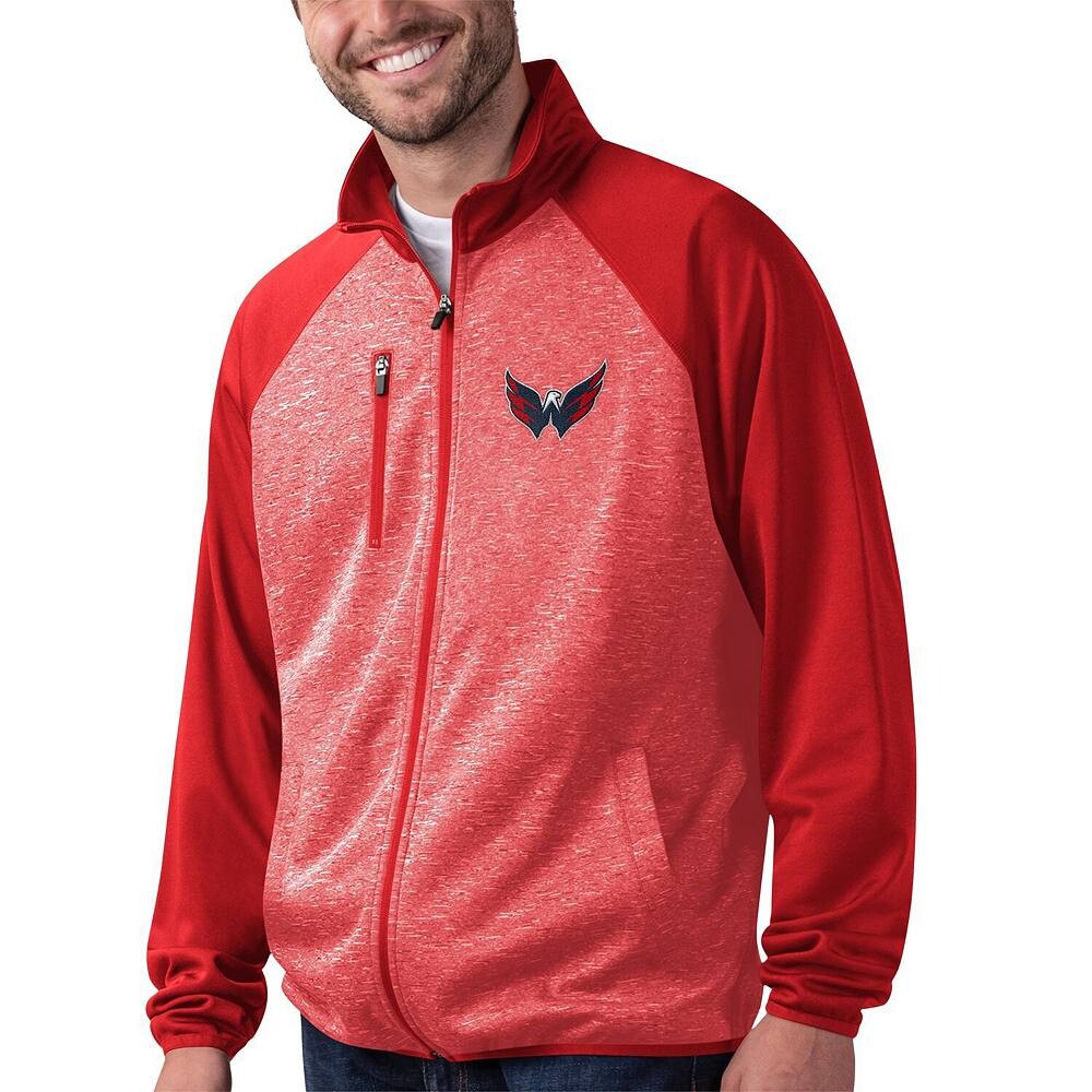 

Мужская спортивная куртка G-III Sports by Carl Banks Red Washington Capitals Runners с молнией во всю длину реглан, цвет Cap Red, Серый, Мужская спортивная куртка G-III Sports by Carl Banks Red Washington Capitals Runners с молнией во всю длину реглан, цв