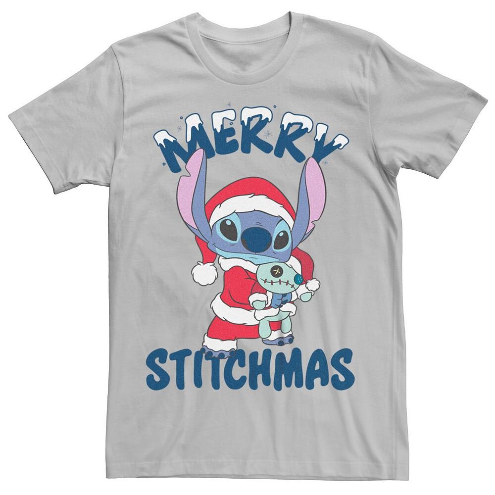 

Мужская футболка Disney's Lilo & Stitch Merry Stitchmas Stitch Licensed Character, цвет Silver