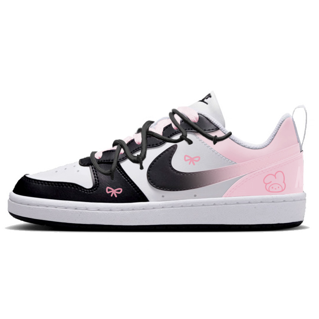 

Nike Скользящие устойчивые к истиранию низкие детские скейтбординг кроссовки court borough rabbit blessing black pink