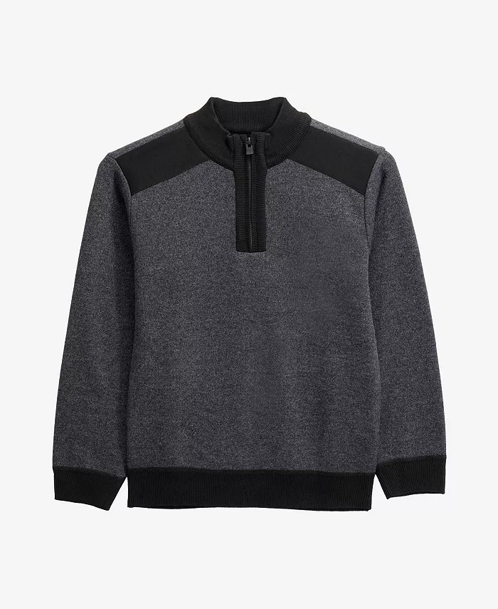 

Мальчиковый свитер с четверть-молнией, флисовая подкладка в клетку Xray, черный