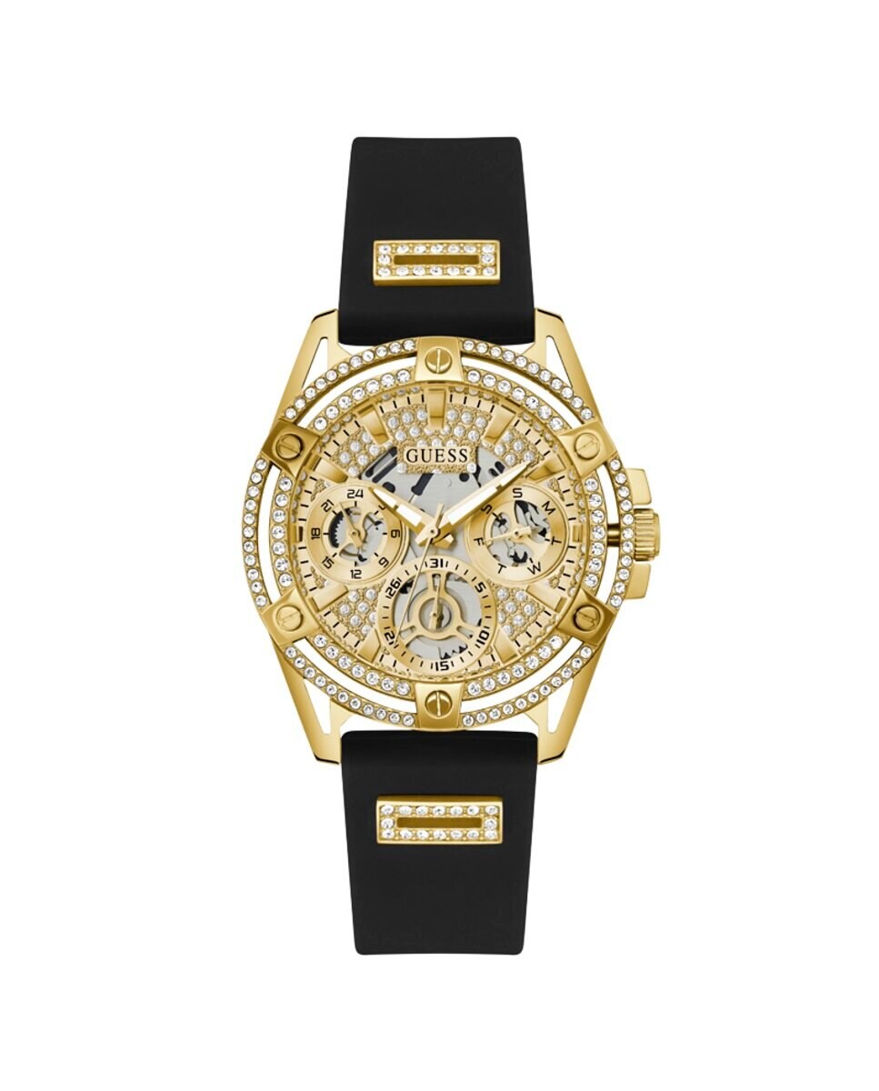 

Женские часы Queen GW0536L3 с силиконовым ремешком и черным ремешком Guess, черный