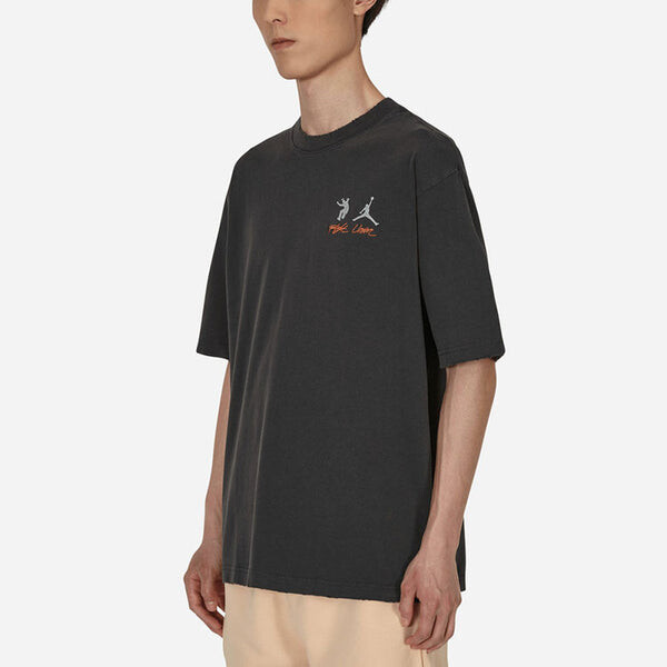 Футболка Air Jordan x Union Crossover Solid Color Breathable Logo Round Neck Short Sleeve US Edition Black, черный — фото 4