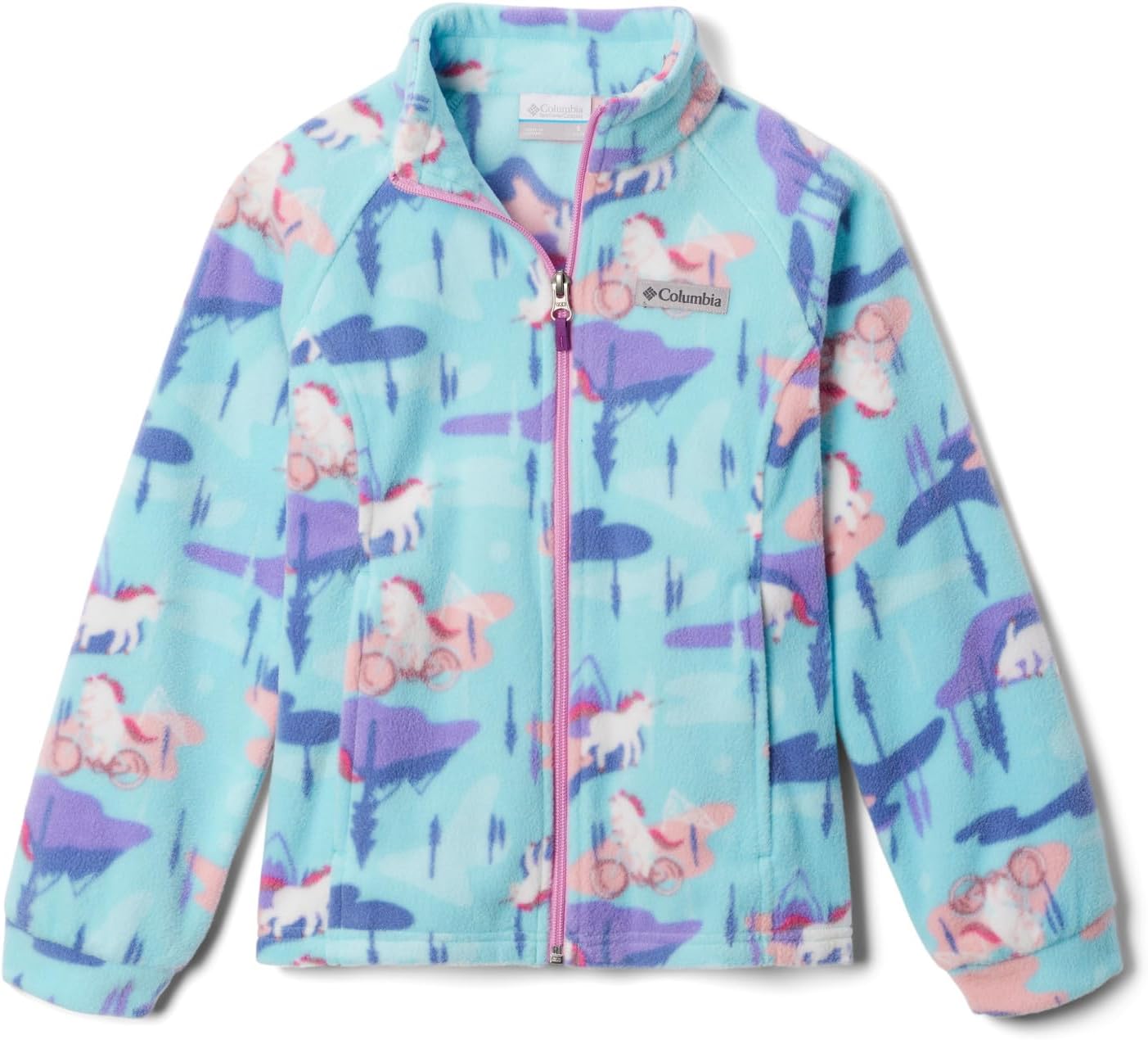 Детская флисовая куртка Columbia Kids Benton Springs II с принтом, Aquamarine Uninature — фото 4