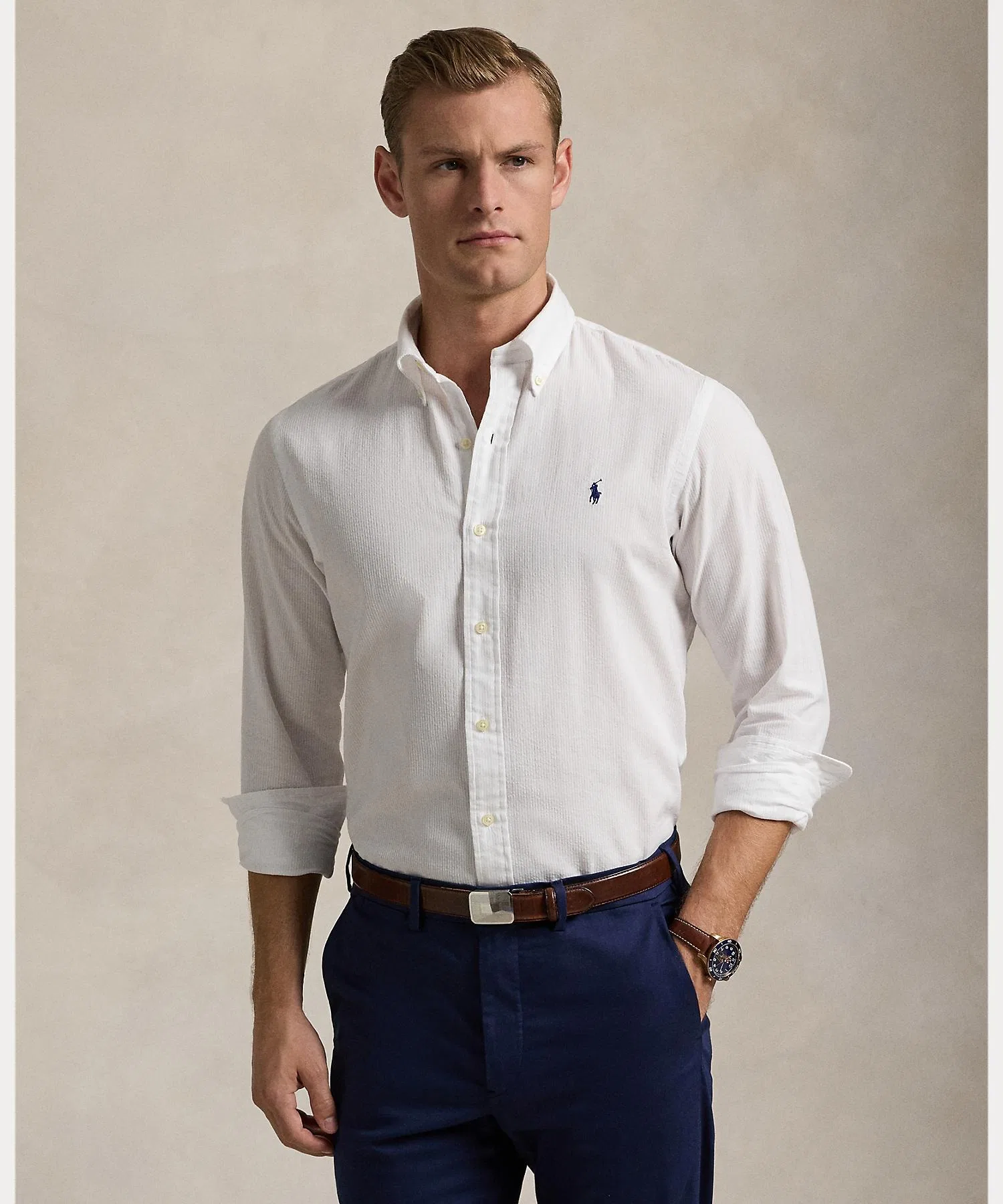 Мужская рубашка POLO RALPH LAUREN классического кроя из сирсакера