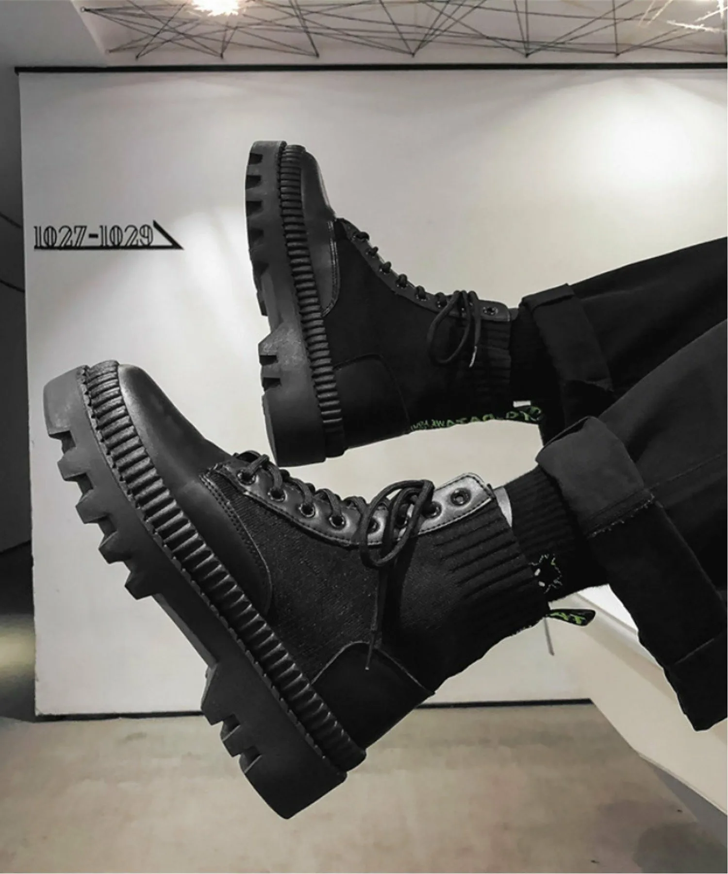 Ботинки aimoha на шнуровке и платформе, мужские/(M) Aimoha Mens, black