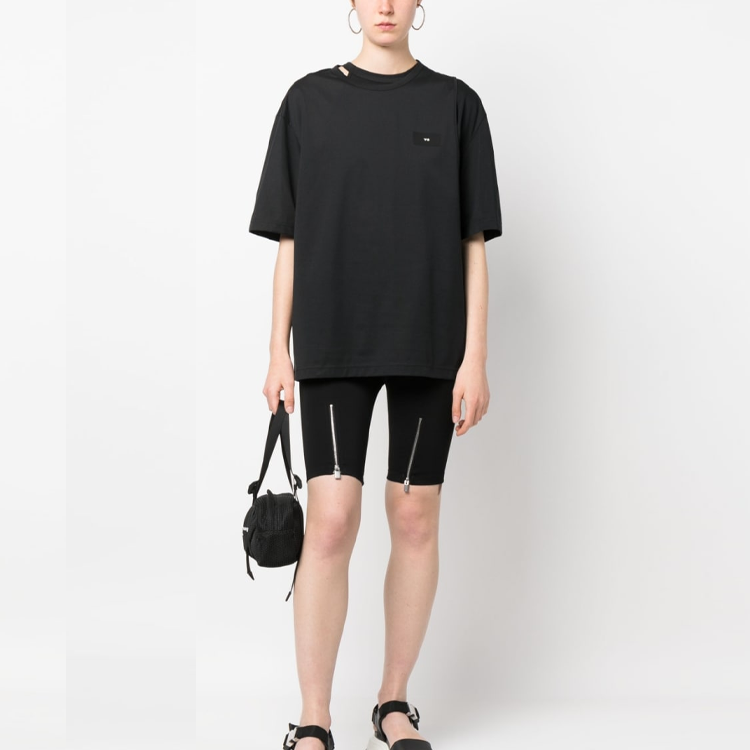 Yohji Yamamoto Футболка Women's Obsidian Black с круглым вырезом, умеренно прямого кроя — фото 3