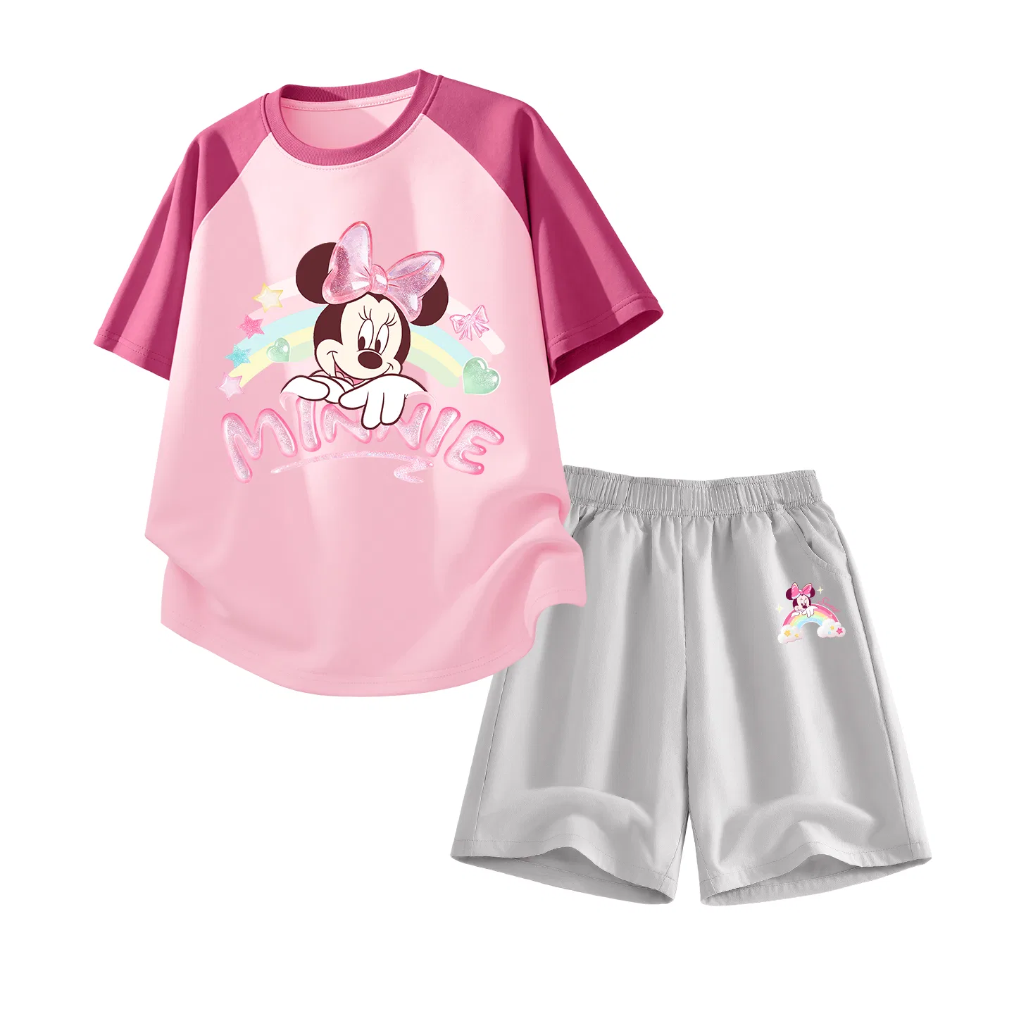 Детский спортивный костюм Disney Kids Casual Sportswear Crew Neck Thin Stretch Breathable, цвет Daisy Berry Red + Dydo Rainbow K Gray
