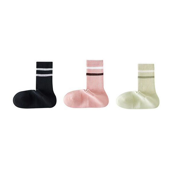 

Женские носки 3 шт в полоску, мягкие, эластичные, повседневные Anna-Kaci, Black Pink Green
