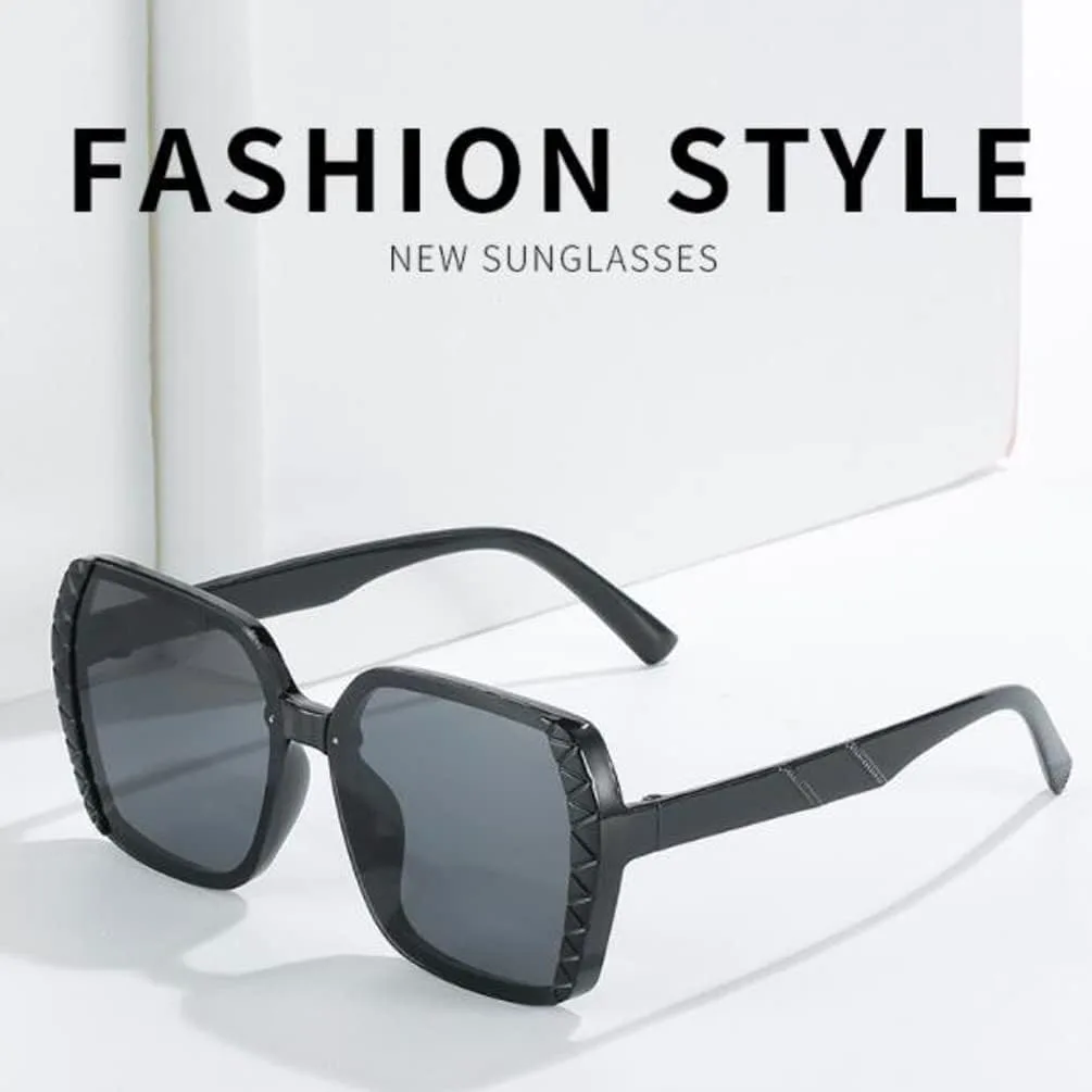 

Квадратные солнцезащитные очки в крупной оправе, модные женские солнцезащитные очки с защитой от УФ-излучения для женщин и мужчин Weloveushop, Black Frame Gray Flakes