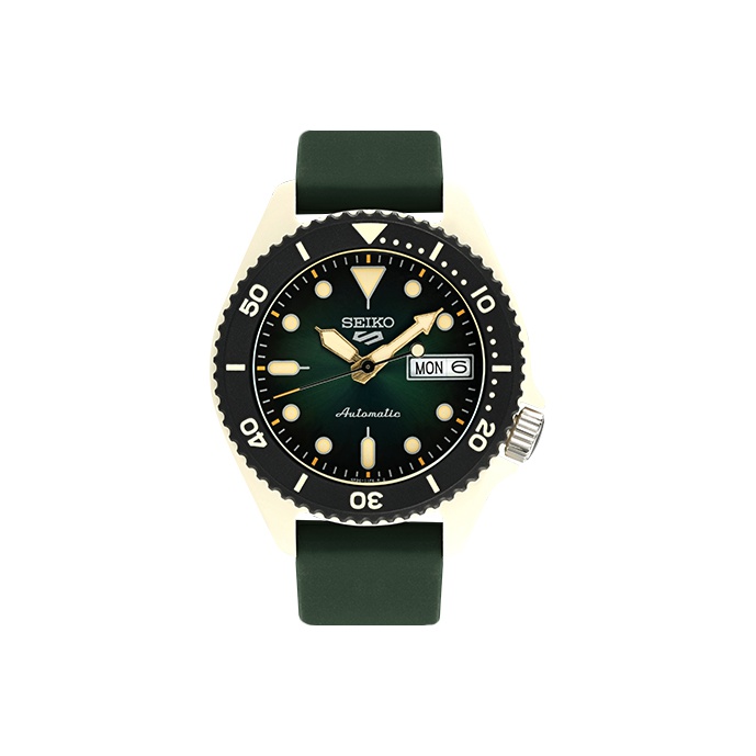 

SEIKO Часы 5 Collection Mechanical Movement Silicone Strap Watch Unisex Green Dial SRPG73K1, Green Dial