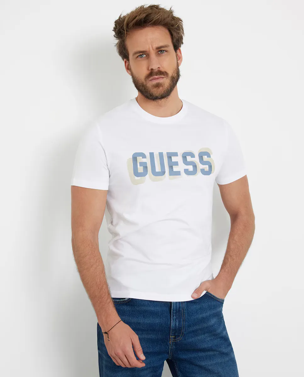 

Мужская футболка с логотипом спереди Guess, белый