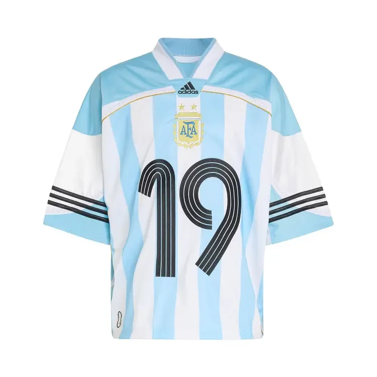 Футболка сборной Аргентины Adidas Bringback Remixed, расцветка «Clear Blue/White/Black»