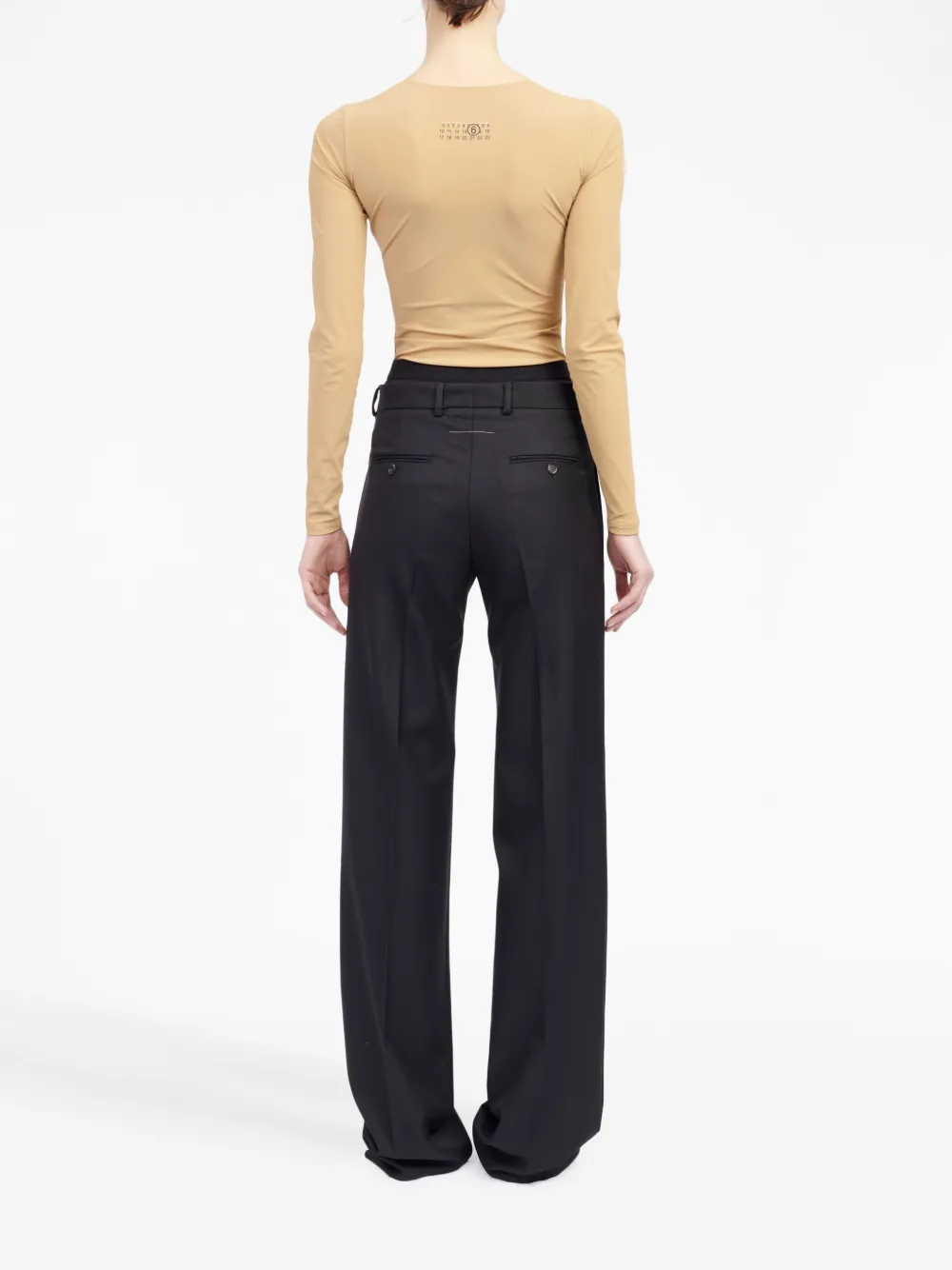 Двухслойные брюки строгого кроя MM6 Maison Margiela, черный — фото 4