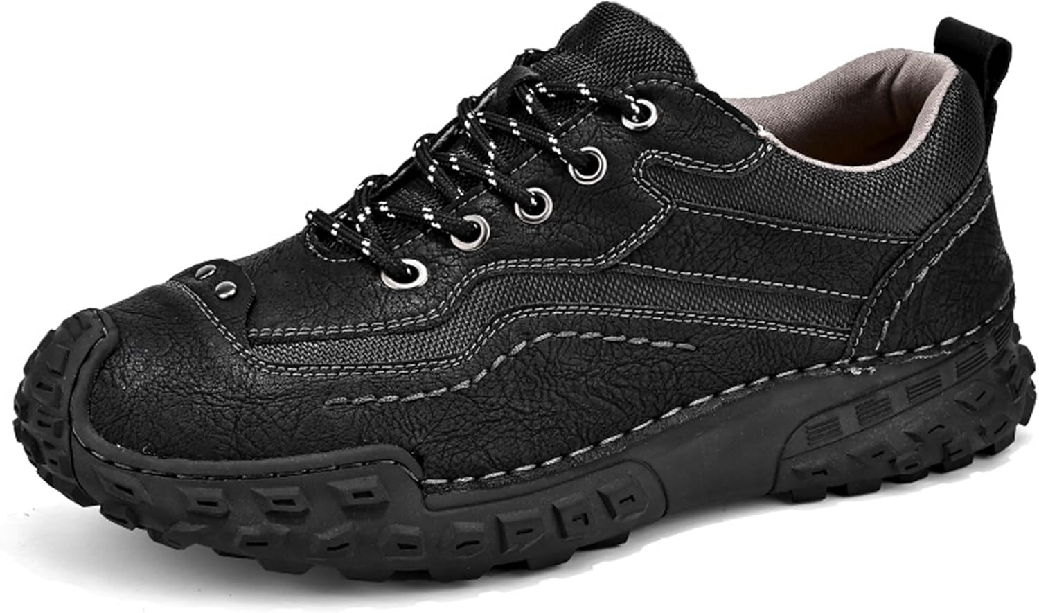 

Мужские кожаные дышащие кроссовки с противоскользящей подошвой, удобные модные спортивные кроссовки, легкие мужские кроссовки для ходьбы и вождения Dzbajrqm, черный