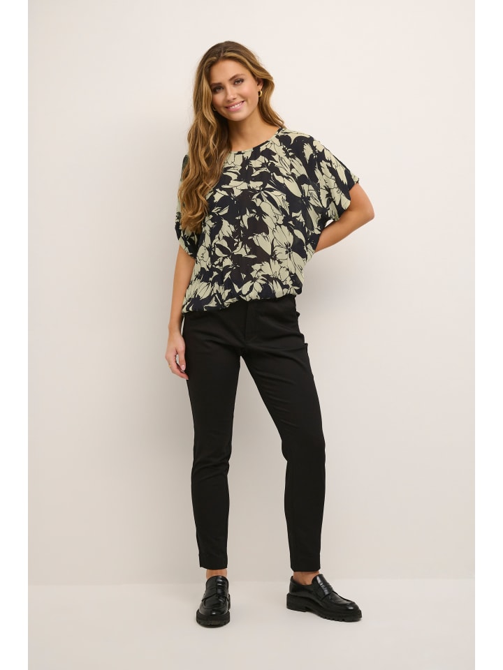 

Блузка с короткими рукавами KAlokia, свободный крой, песочный/черный цветочный Kaffe