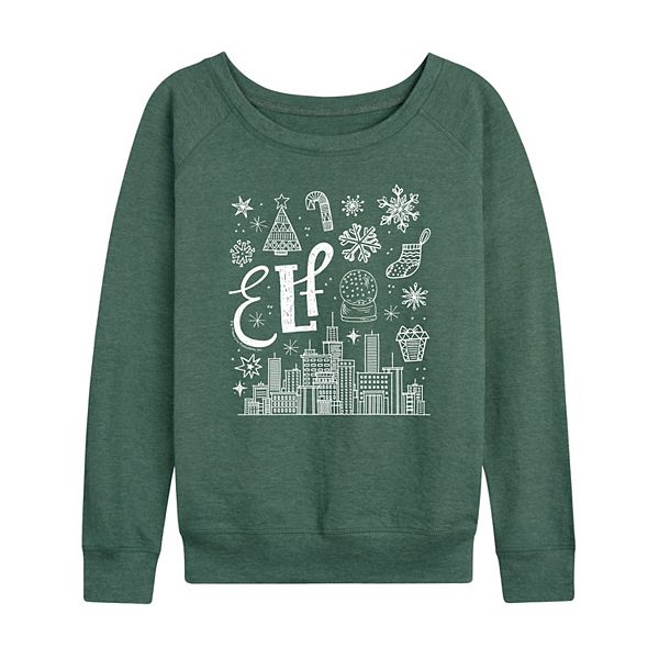 

Женская футболка с длинным рукавом elf icon doodles french terry Licensed Character, Heather Juniper