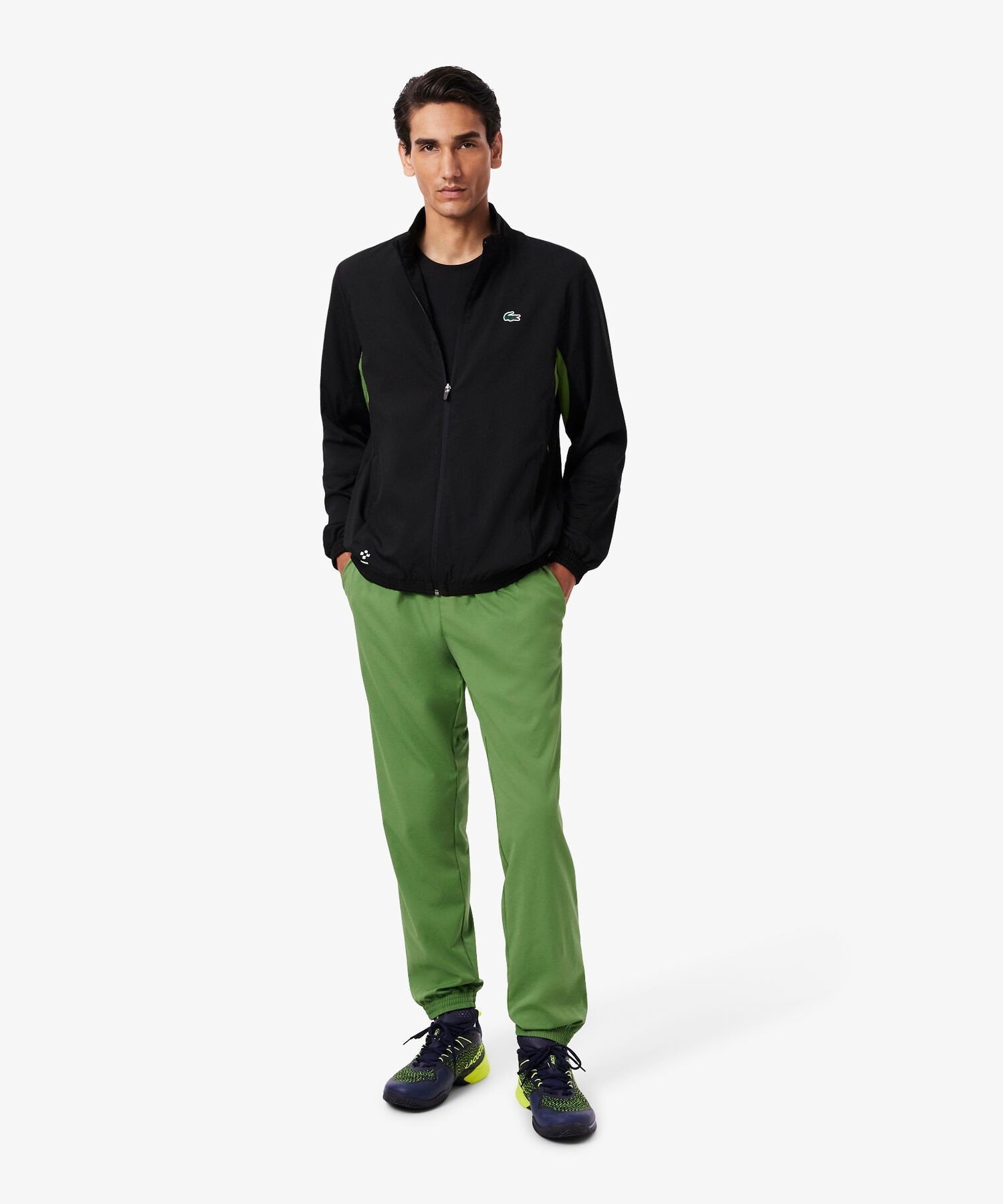 Спортивный костюм Даниила Медведева с принтом на кокетке спины LACOSTE, Black — фото 2