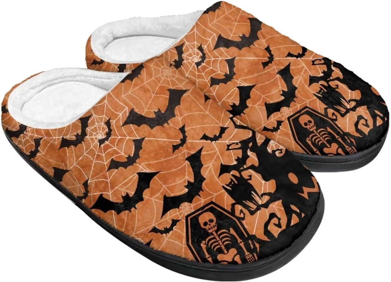 

Хлопковые тапочки на Хэллоуин и Рождество для женщин и мужчин, мягкие, теплые, нескользящие, домашние тапочки, дорожные тапочки Buxolandt, Halloween Bat Spider Web