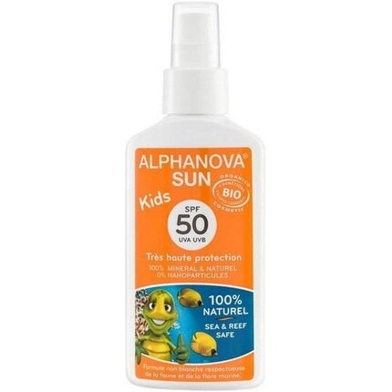 

Органический солнцезащитный спрей Sun для детей с высокой степенью защиты Spf 50 125 мл, Alphanova