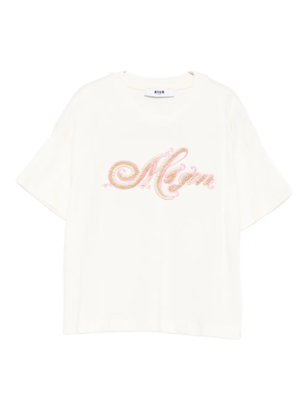 

Футболка, украшенная бисером MSGM Kids, нейтральный