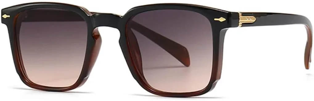 

Ретро-классические солнцезащитные очки для женщин, защита от УФ-излучения UV400, модные мужские очки с заклепками и градиентным покрытием UUPTTPL, Black Tea Gray Pink