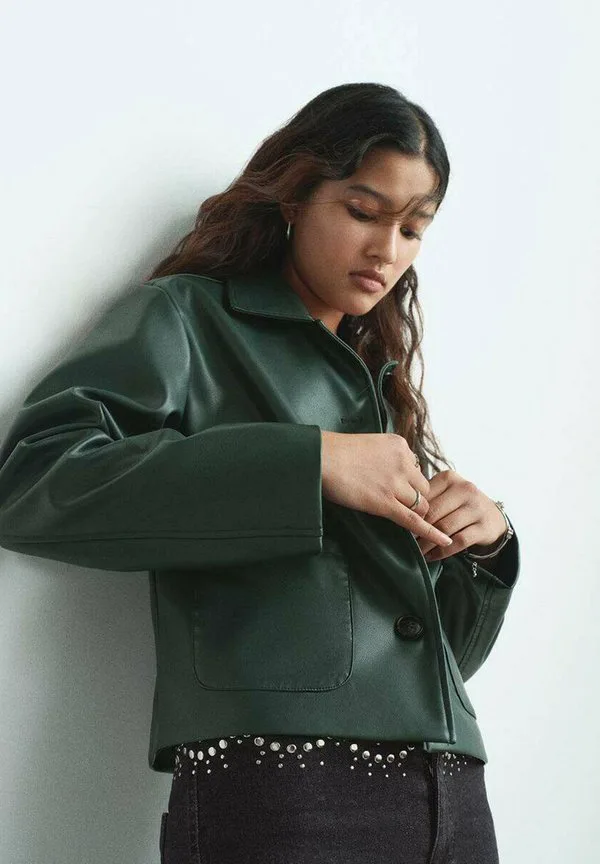 Куртка из искусственной кожи для подростков Mango Kids, Green