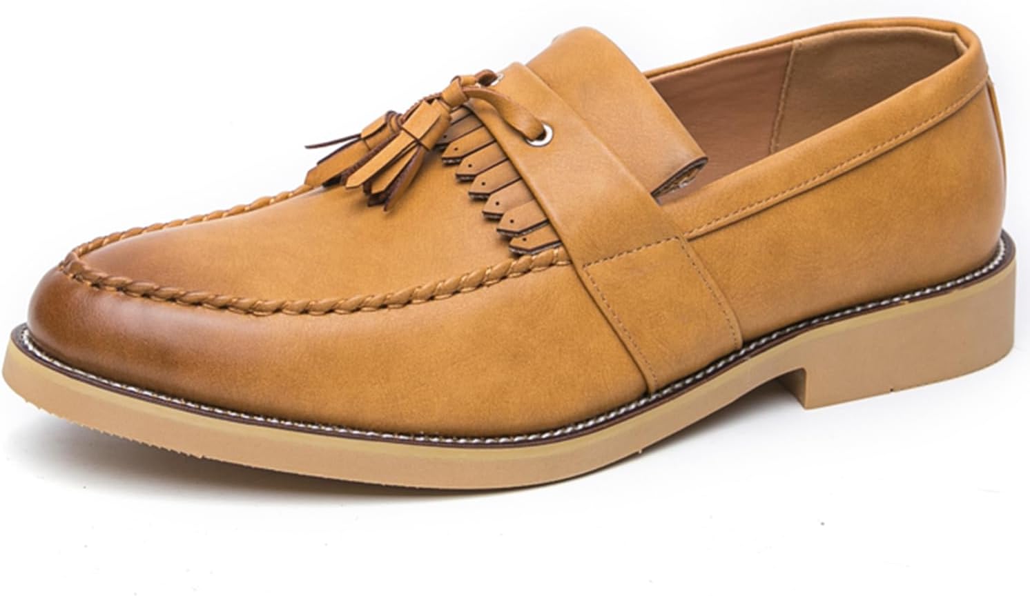 

Мужские классические лоферы с кисточками Dacnakby, черная кожа, обувь без шнурков с декоративной бахромой, мокасины с коричневой подошвой, противоскользящая подошва, дизайн с носком-мокасином