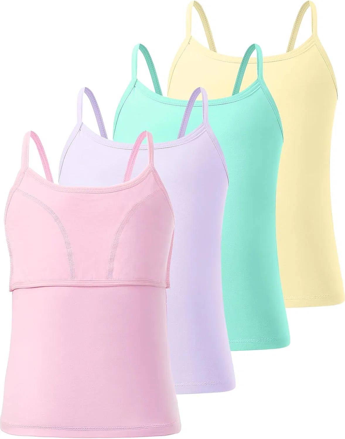 Топ-майка с встроенным бюстгальтером Ullnoy, набор из 4 цветов, Pale Yellow/Blue/Purple/Pink