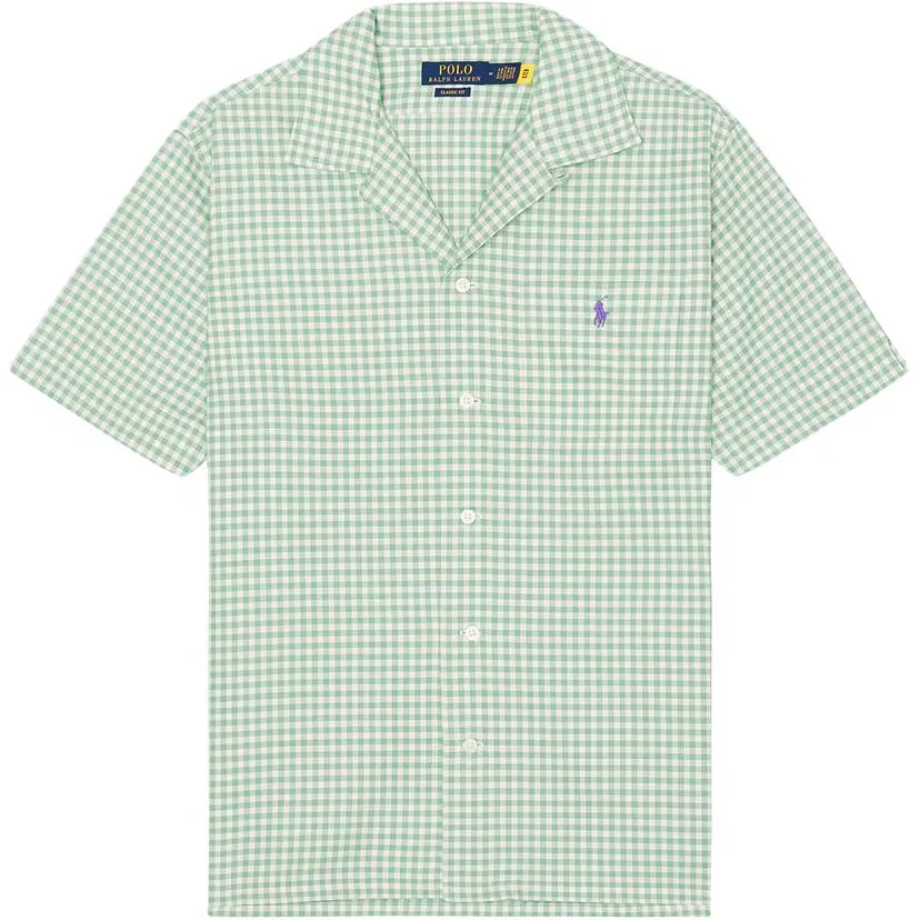 Рубашка с коротким рукавом в клетку Polo Ralph Lauren светло-зеленая