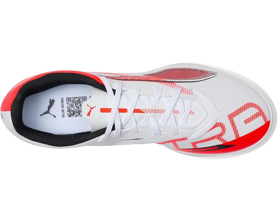 Кроссовки PUMA Ultra 5 Play Turf Trainer Soccer Cleats, цвет Puma White-Puma Black-Glowing Red — фото 2