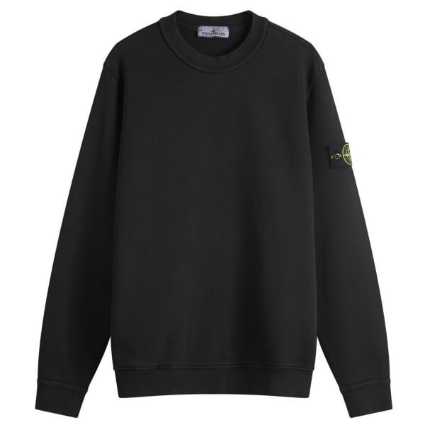 

Толстовка с круглым вырезом и эффектом старины из диагонального флиса Stone Island, черный