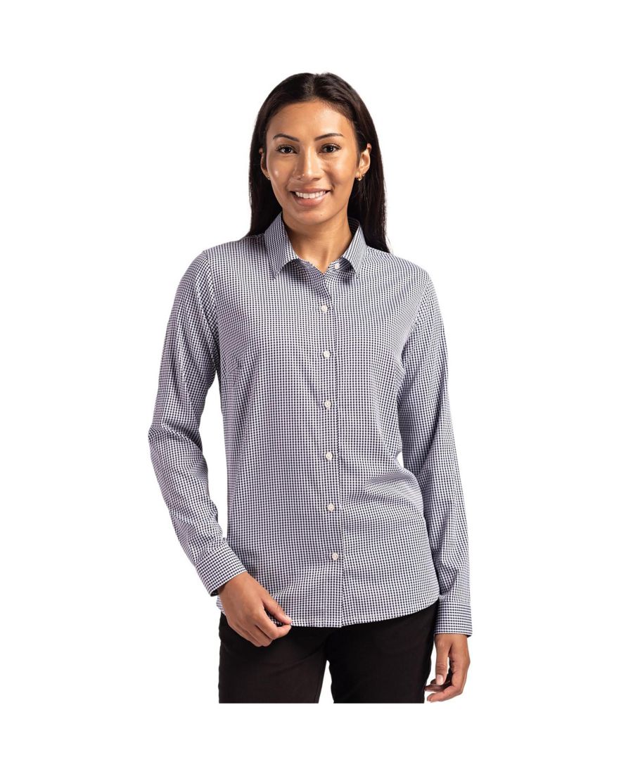 

Женская рубашка с длинными рукавами Skyline Epic Confidence из переработанной клетчатой ткани Cutter & Buck, Black/white