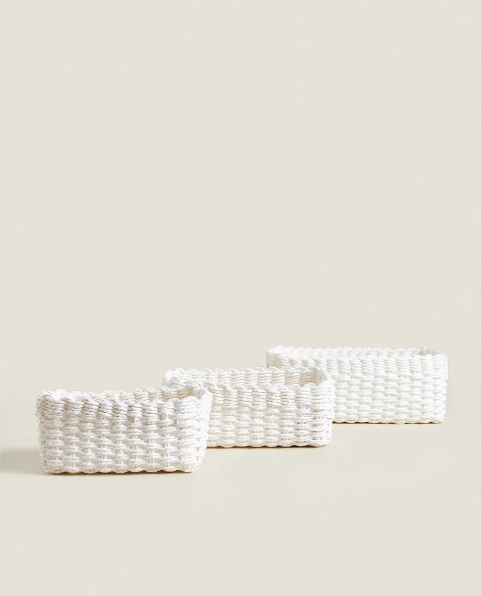 

Двойная плетеная корзина Zara Home, белый