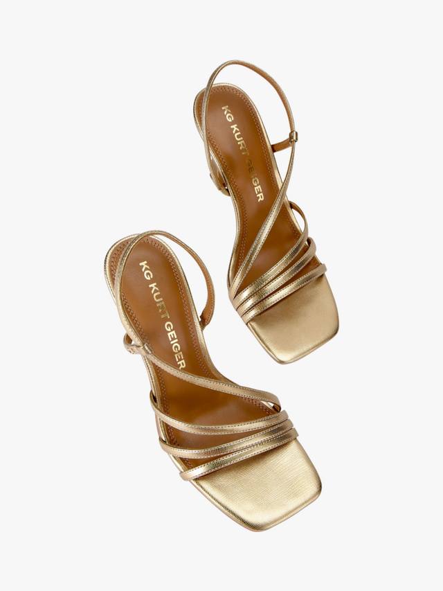 Милые босоножки на ремешках на каблуке KG Kurt Geiger, золотой — фото 3