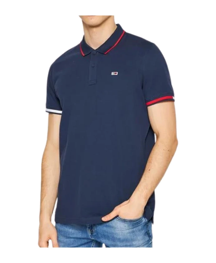 

Поло из органического хлопка с красным флагом Tommy Jeans, синий, Красный, Поло из органического хлопка с красным флагом Tommy Jeans, синий