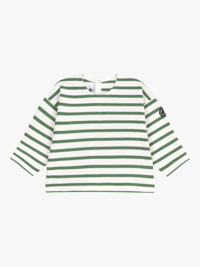 

Детская хлопковая толстовка в полоску Petit Bateau, цвет Marshmallow/Green