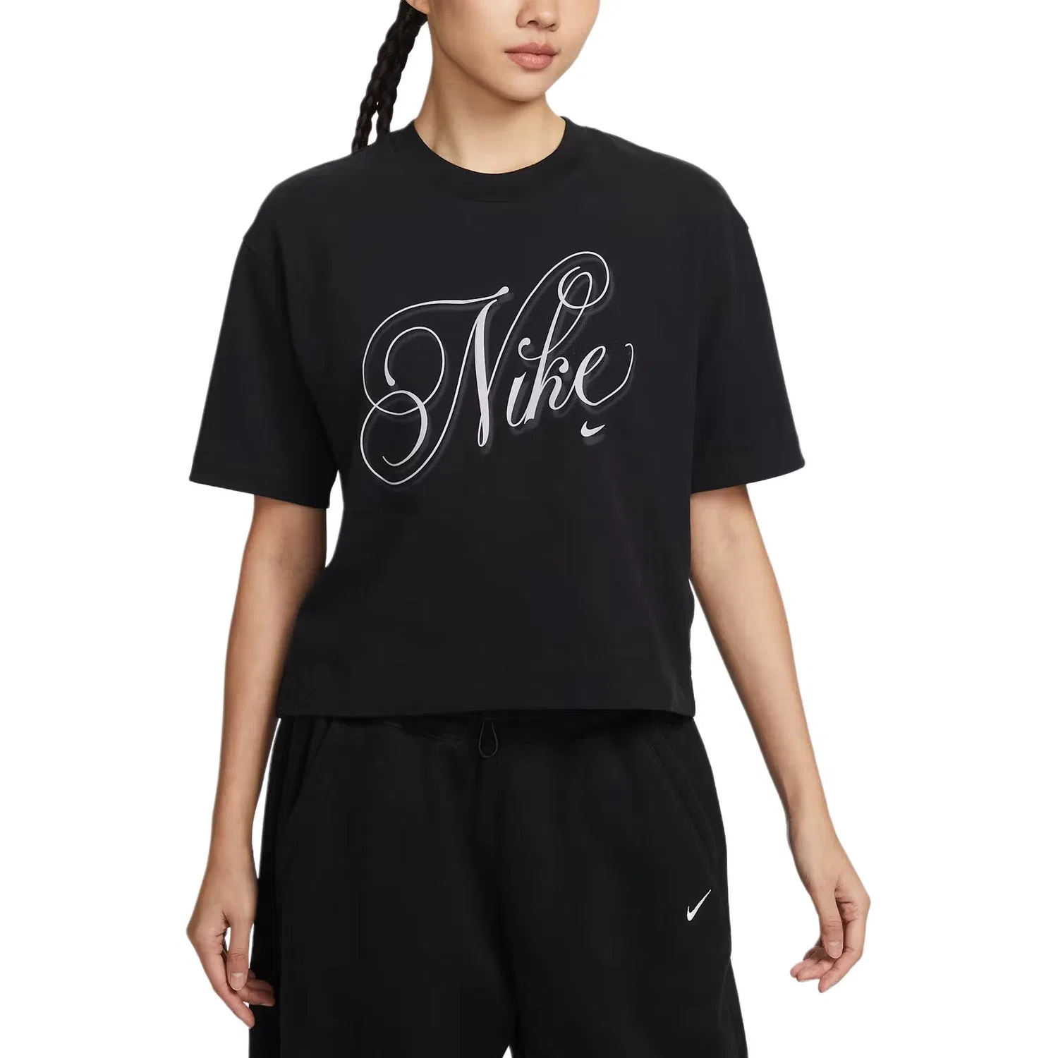 Спортивная футболка женская оверсайз с коротким рукавом Nike, Black