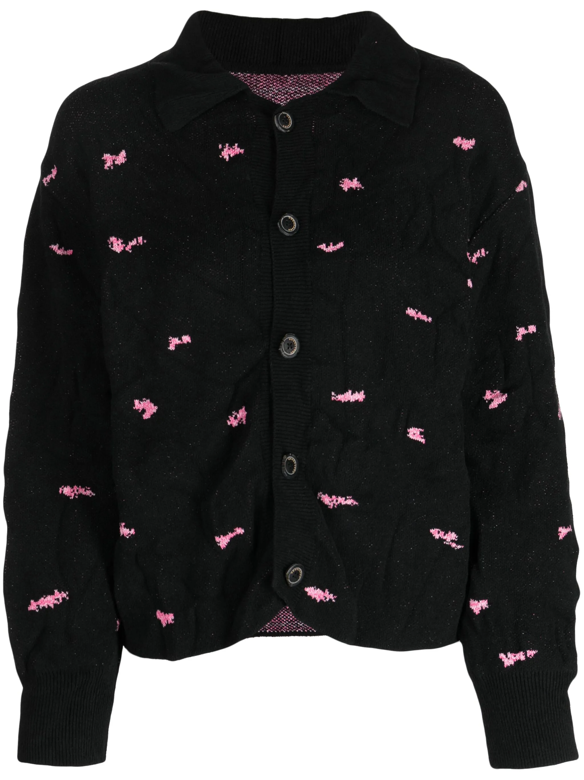 

Кардиган вязки интарсия с узором Ader Error, черный