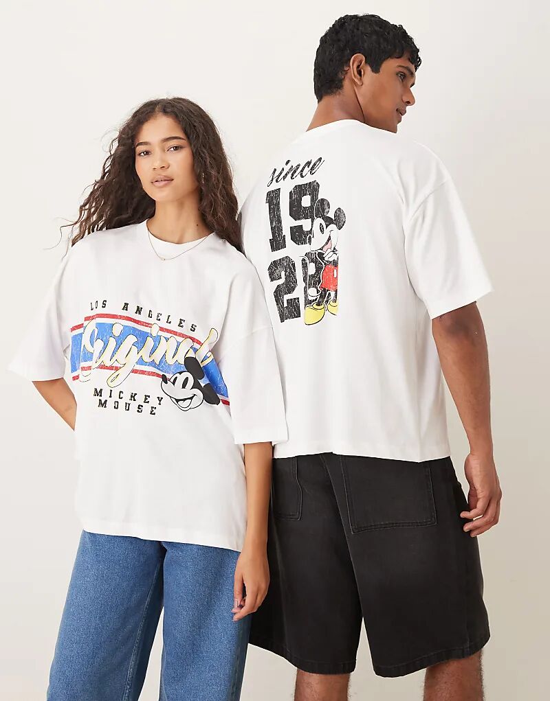 

Футболка унисекс оверсайз ASOS DESIGN с принтом Микки Мауса белого цвета