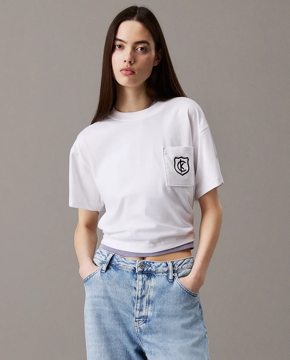 

Женская футболка с передним карманом Calvin Klein Jeans, белый